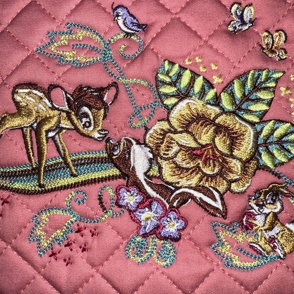 Vera Bradley Disney Bambi Small Vera Coral Tote Bag & RFID Wristlet w/Embroidery - Picture 8 of 14